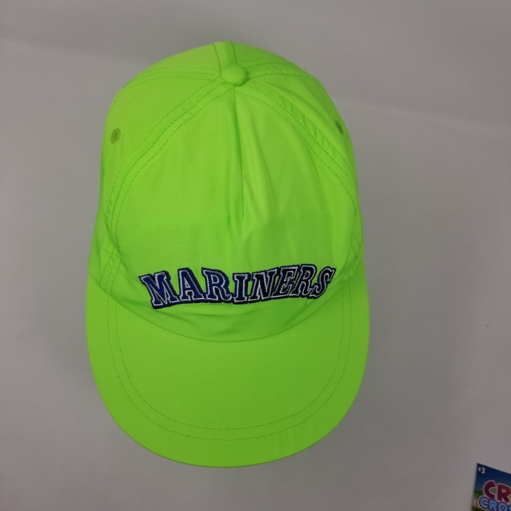 Seattle Mariners Lime Neon Green Nylon Snapback Hat - Picture 7 of 11